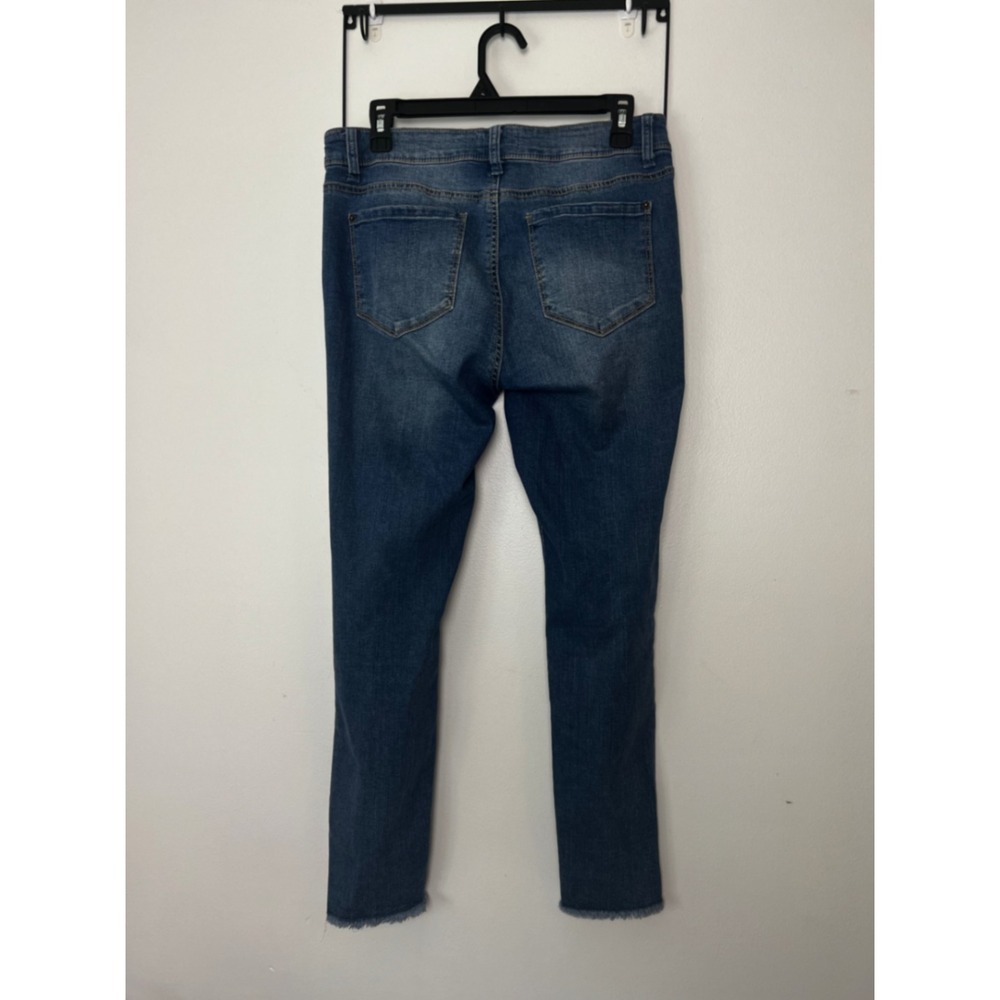 For The Republic Women Distressed Skinny Jeans Medium Wash Raw Hem Slit 8/28 - Picture 5 of 5